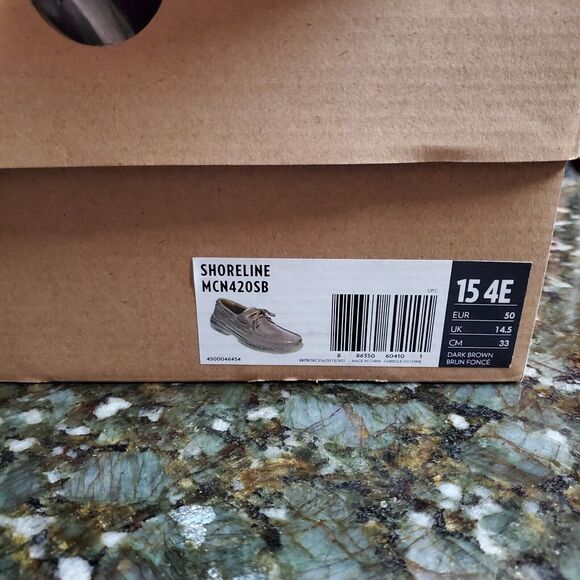 New Dunham Men's Shoreline Leather Loafers Size 15 4E Dark Brown NIB Boat Shoes - Picture 2 of 16